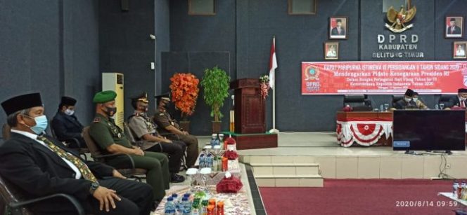 
					Kapolres Beltim Hadiri Rapat Paripurna Istimewa III Persidangan II Tahun 2020, Mendengarkan Pidato Kenegaraan Presiden RI