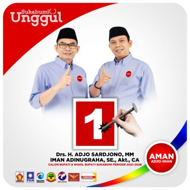 
					Pasangan AMAN (Ajo & Iman) No. 1 Calon Bupati dan Wakil Bupati Sukabumi siap membangun Sukabumi Lebih Unggul