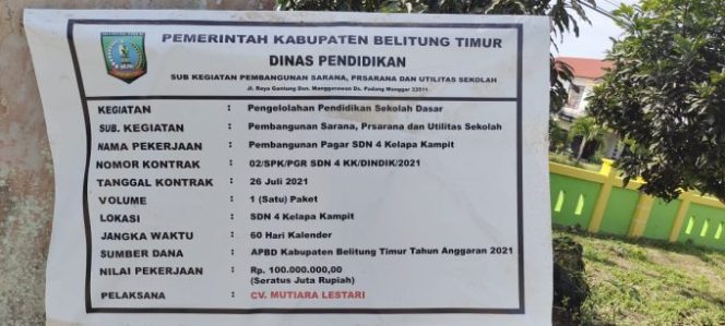 
					DPC Ormas LAKI Tinjau Proyek Pembangunan Pagar SDN 4 Kelapa Kampit Terkesan Abal abal/Diduga Tidak Sesuai Dengan Spesifikasi