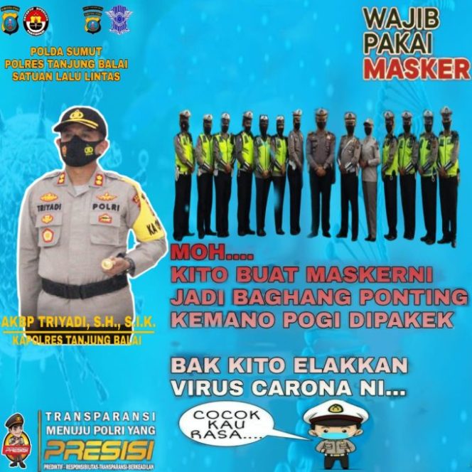 
					Sat Lantas Polres Tanjungbalai Himbau Warga yang Keluar Rumah Agar Gunakan Masker