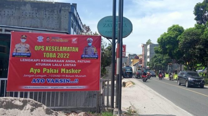 
					Sosialisasi Ops Keselamatan Toba 2022, Sat Lantas Polres Batu Bara Pasang Baliho