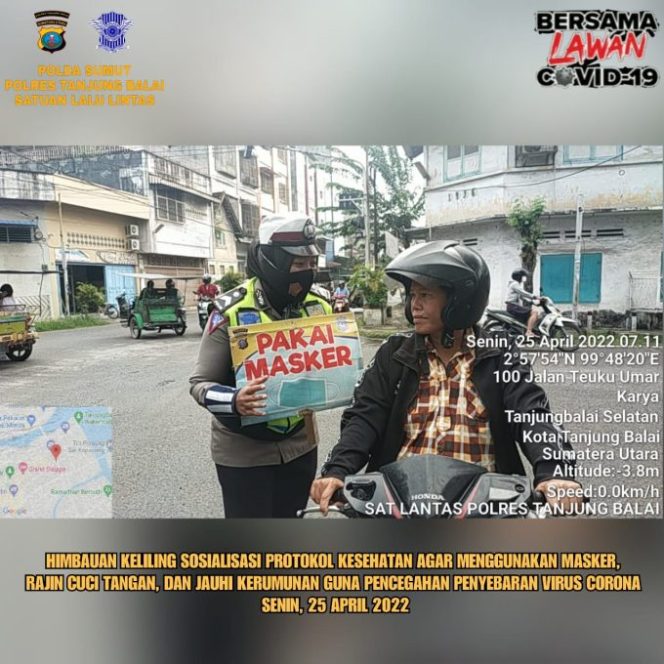 
					Satlantas Polres Tanjungbalai Himbau Agar Masyarakat Memakai Masker Saat Keluar Rumah