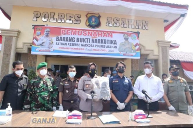 Waka Polres Asahan Paparkan 4 Kasus Narkotika dan Pemusnahan Barang Bukti Narkoba