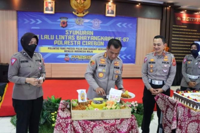 
					Syukuran HUT Lalu Lintas Bhayangkara ke 67, Kapolresta Cirebon Berikan Bantuan Sosial Kepada Relawan Lalu Lintas Banpol