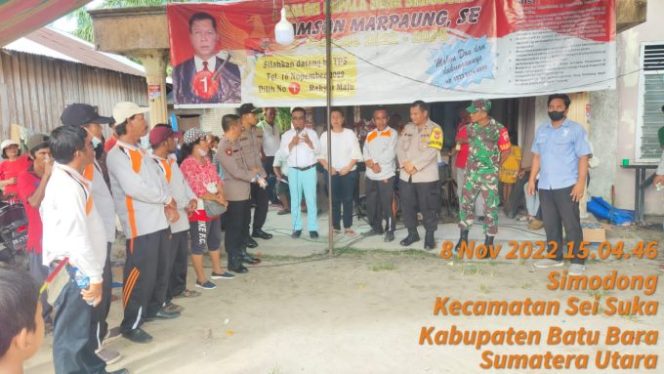 
					Plt Kapolsek Indrapura Kembali Lagi Ditengah Masyarakat Ikut PAM Kampanye Cakades Simodong