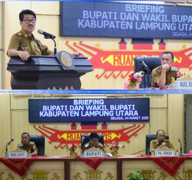 
					Bupati dan Wakil Bupati Lampung Utara Pimpin Briefing  Bersama Jajaran Pemerintahan