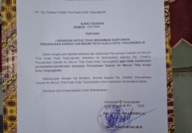 Pemko Tanjungbalai Keluarkan Surat Edaran Terkait Larangan Penambahan Karyawan di PDAM Tirta Kualo