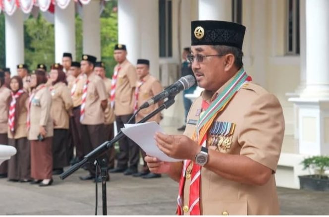 Bupati Anwar Sadat Pimpin Upacara HUT Pramuka ke-64, Usung Tema Kolaborasi Bangun Ketahanan Bangsa