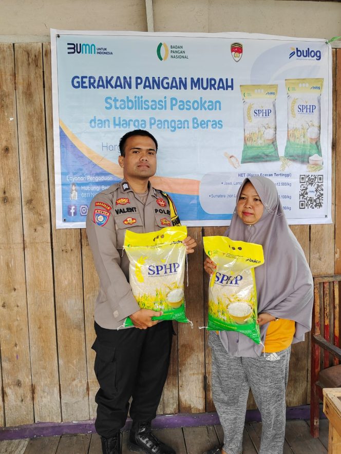 Gerakan Pangan Murah Beras Stabilisasi Pasokan dan Harga Pangan (SPHP) Bersama Polres Tanjab barat di Wilayah Hukum Polsek Tungkal Ilir dan KSKP Tanjab barat
