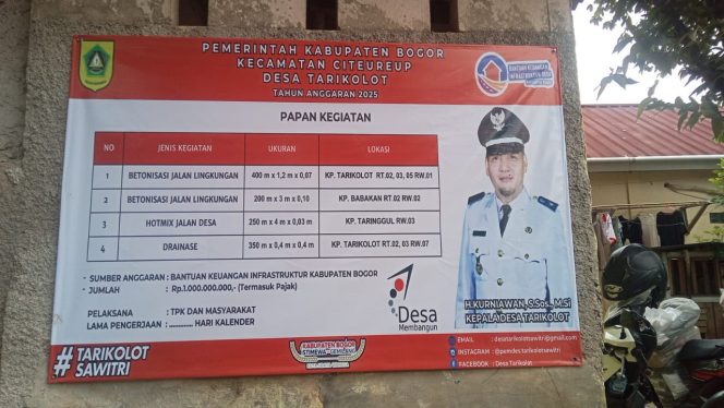 
					Desa Tarikolot Citeureup Realisasikan Betonisasi, Hotmix dan Drainase Pakai Dana Bankeu Samisade 2025
