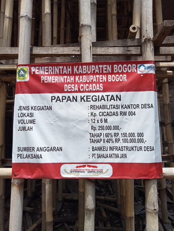 Cicadas Istimewa Tingkatkan Pelayanan Pada Masyarakat, Pemerintah Desa Cicadas Renovasi Kantor Desa Pake Dana Bankeu Tahap Satu 2025