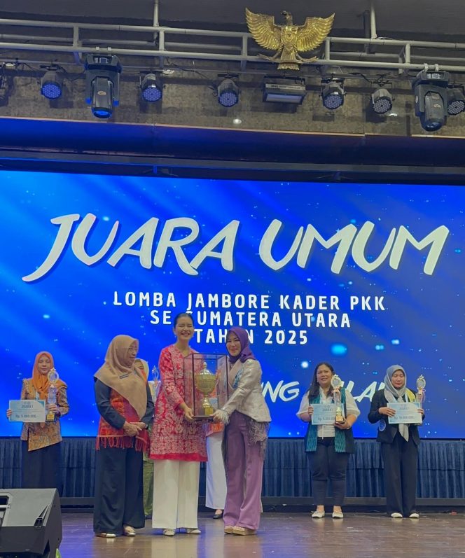 
					TP-PKK Kota Tanjungbalai Kembali Bawa Pulang Piala Bergilir Usai Raih Juara Umum Jambore PKK Sumut 2025